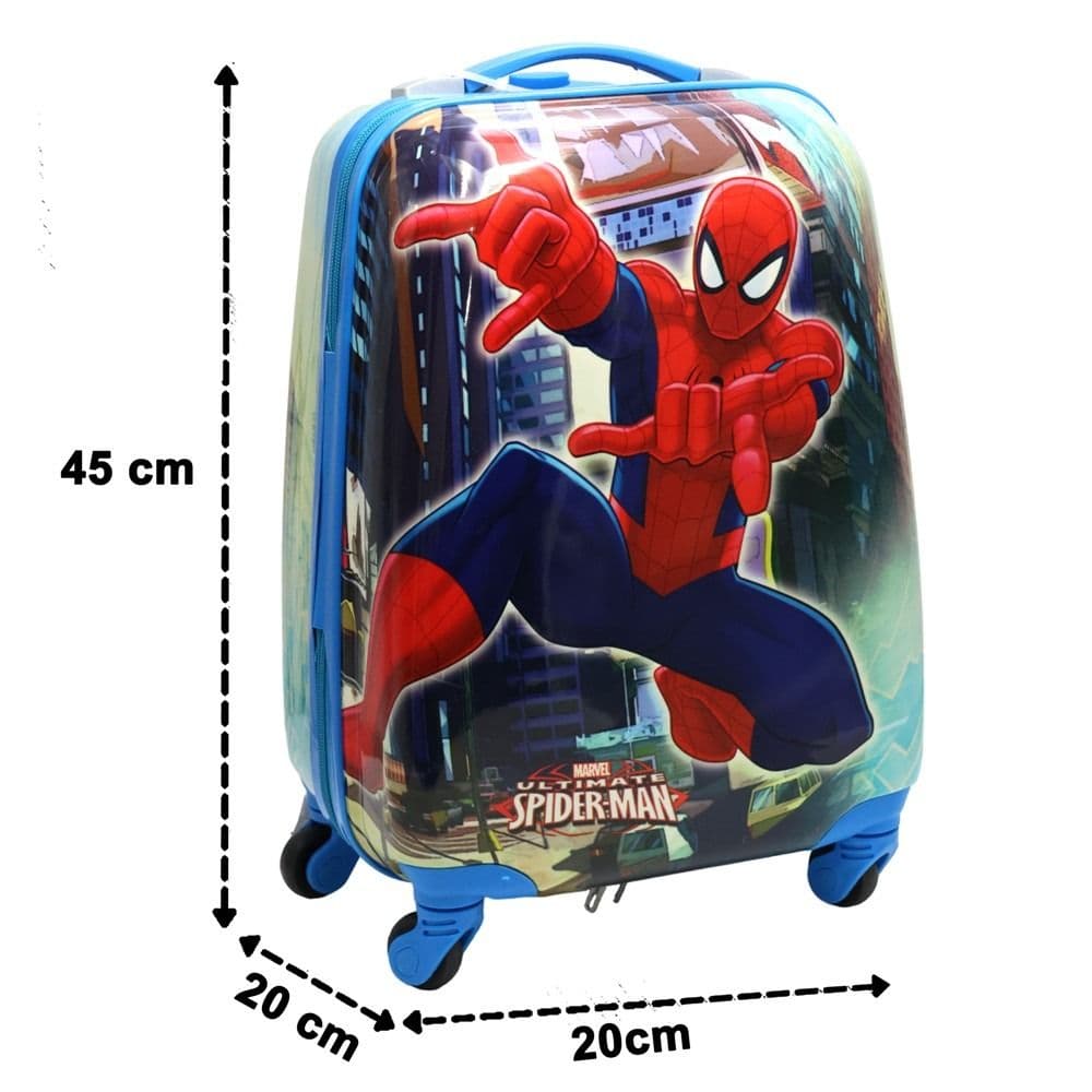 Valixhe udhëtimi për fëmijë, Spiderman, polipropilen, 16", W20 x D20 x H45 cm, ngjyra blu, me dizenjo