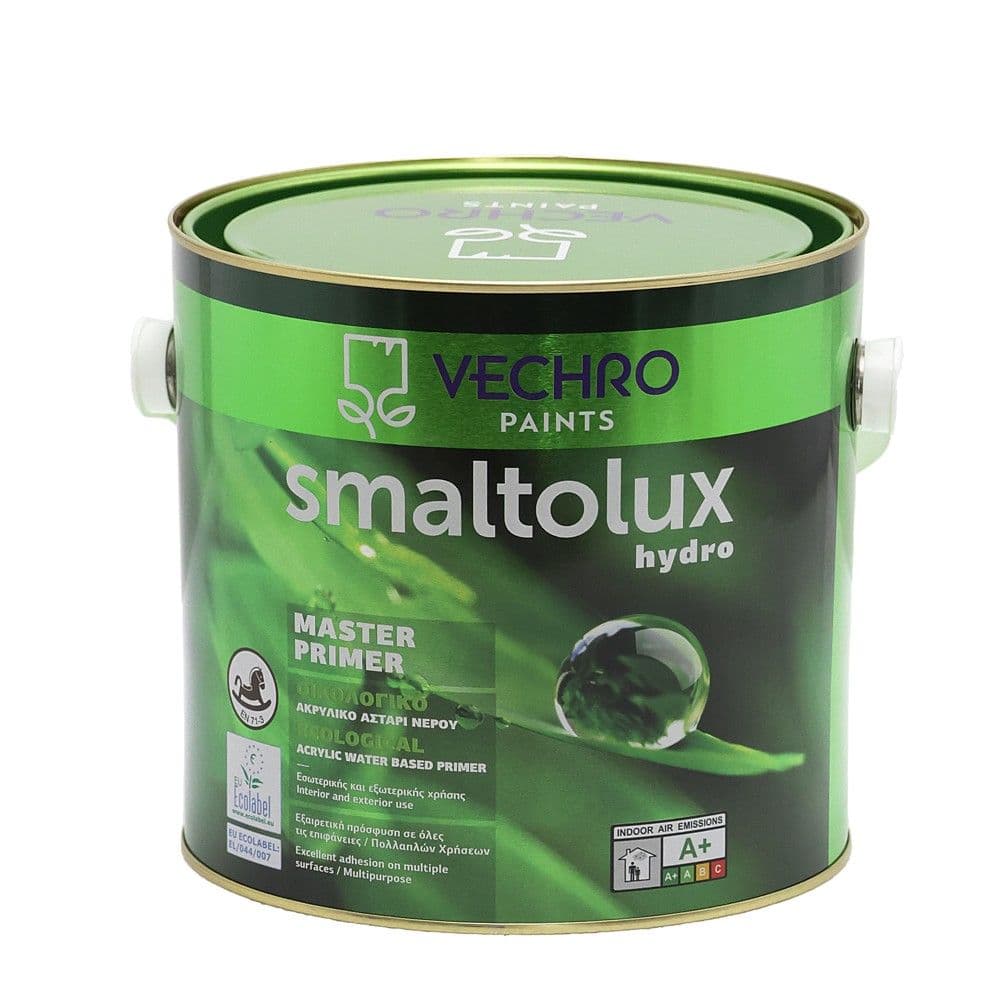 Primer ekologjik, Vechro, Smaltolux, per cdo siperfaqe, 2.5L, e bardhe, 20-25 m²/Lt, hollimi 8-15% me uje, 1-2 ore tharje.
