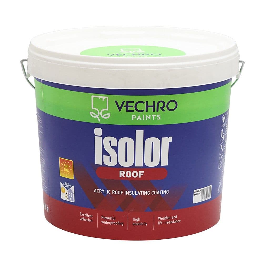 Izolues tarrace, Vechro, Isolor Roof, 9L, e bardhe, 9-15 m²/Lt, hollimi 5-10% uje, 2-3 ore tharje