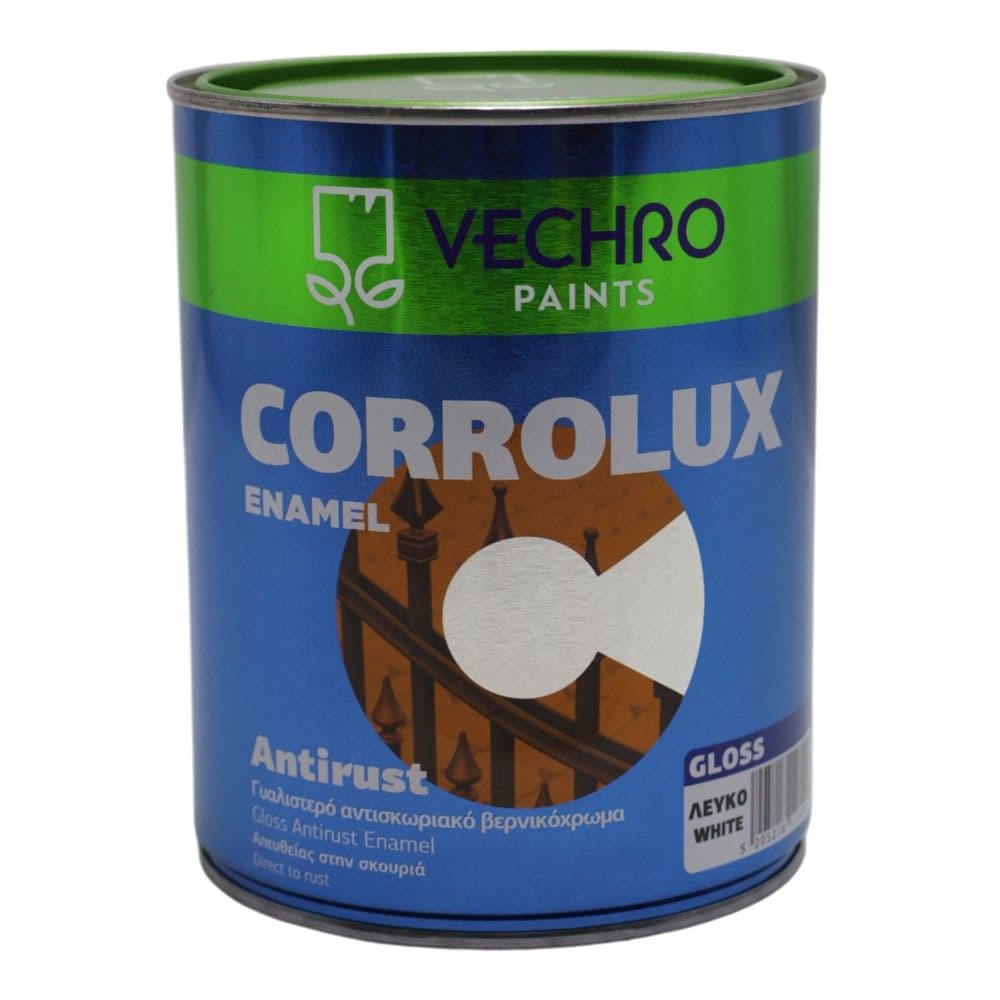 Bojë antirruxho, Corrolux Enamel, 750ml, ngjyrë e bardhë 300, 15-17 m²/lt, 1-3 orë tharje