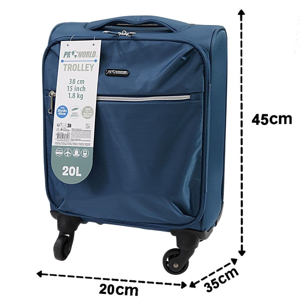 Valixhe udhëtimi, ProWorld, poliestër, 15", W20 x D35 x H45 cm, ngjyra blu