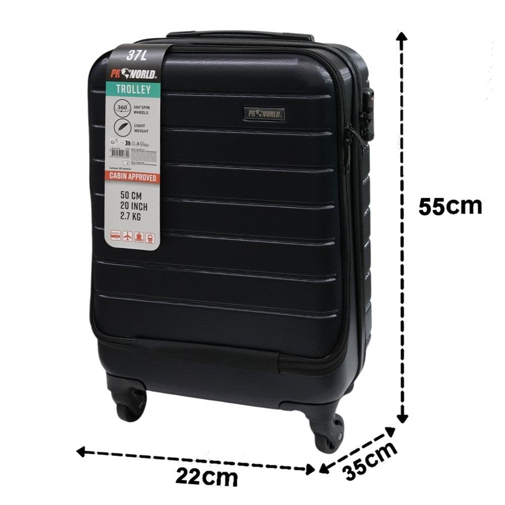 Valixhe udhëtimi, ProWorld, ABS, 20", W22 x D35 x H55 cm, ngjyra gri e errët