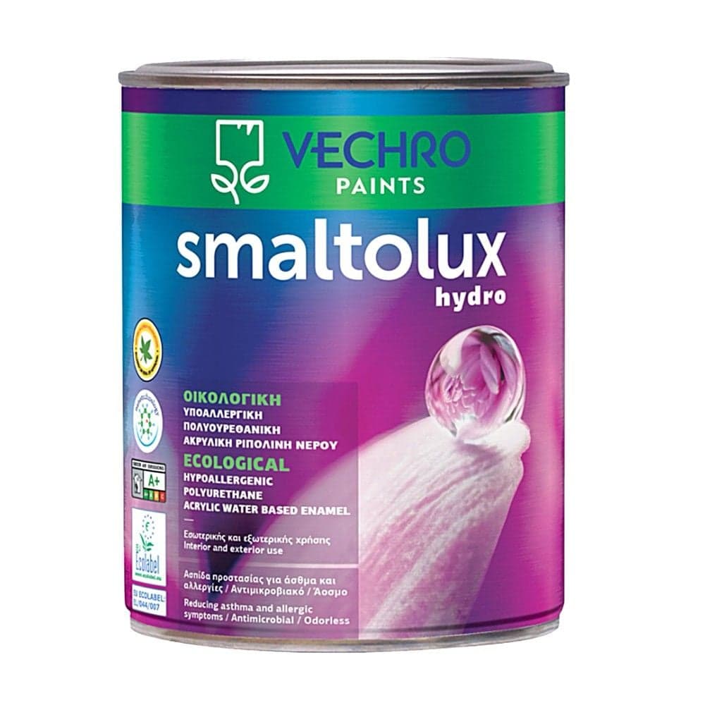 Boje ekologjike, Vechro, Smaltolux, per cdo siperfaqe, 0.75L, e bardhe, 11-13 m²/lt, hollimi 10% uje, 2-3 ore tharje, me shkelqim