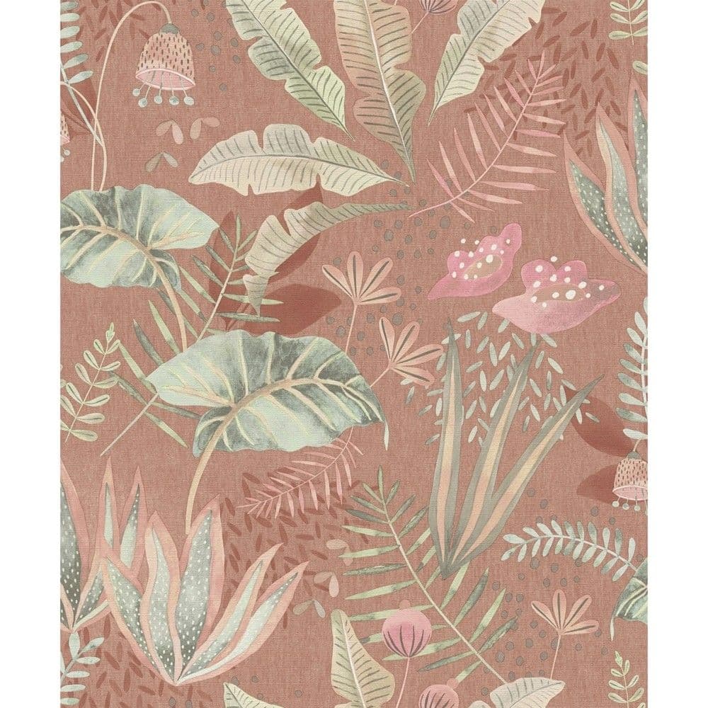 Leter muri, AS-Creation, Famous Garden, 10.05x0.53 m, Floreal. Bezhe, Jeshile, Portokall, Roze