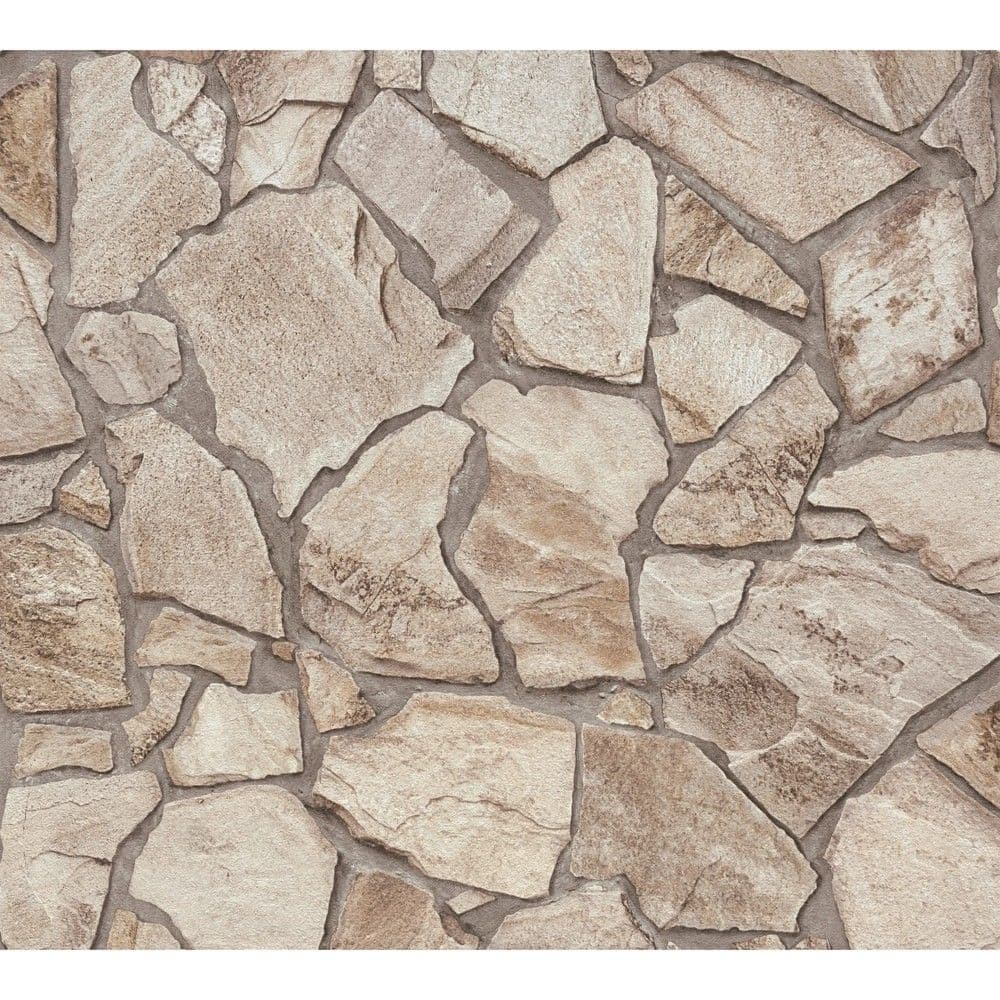 Leter muri, AS-Creation, Terra Aktion 2022, 10.05x0.53 m, Motive guri, Bezhe, krem, Gri