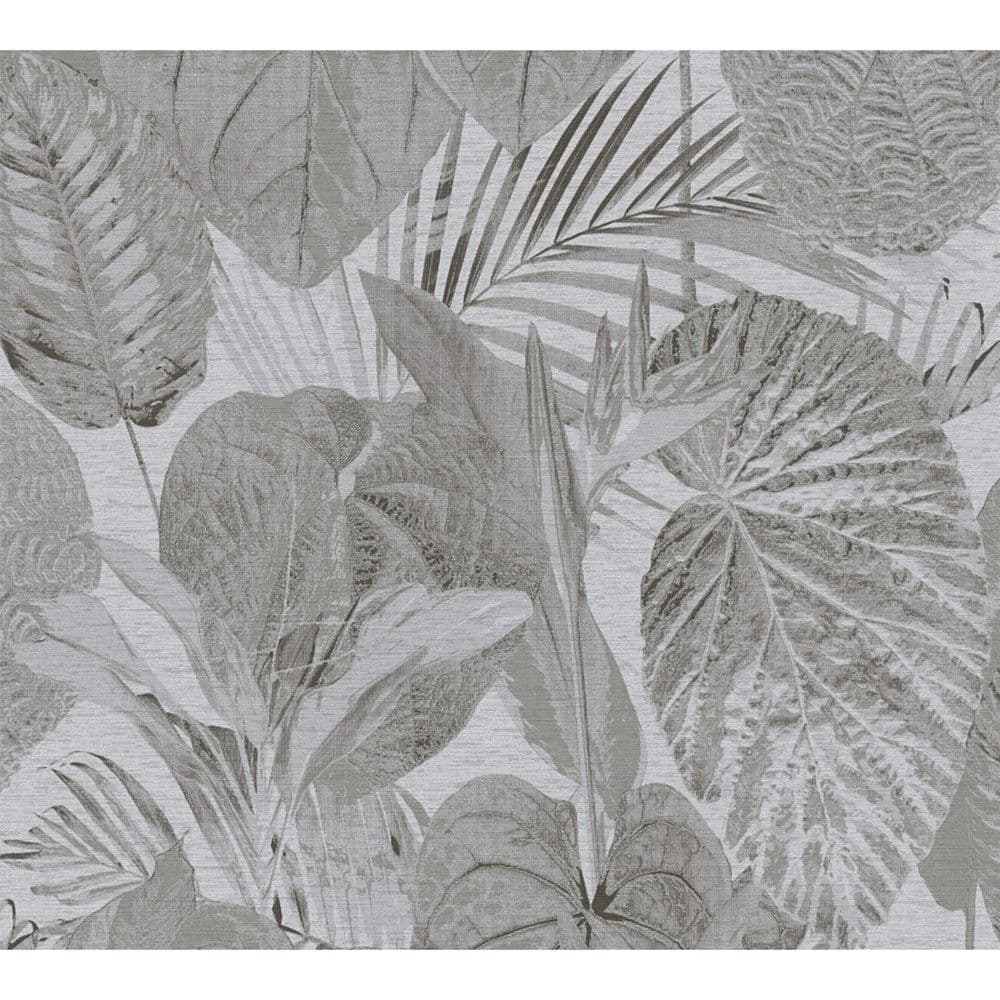 Leter muri, AS-Creation, Famous Garden, 10.05x0.53 m, Floreal, E zeze, Gri, Argjend