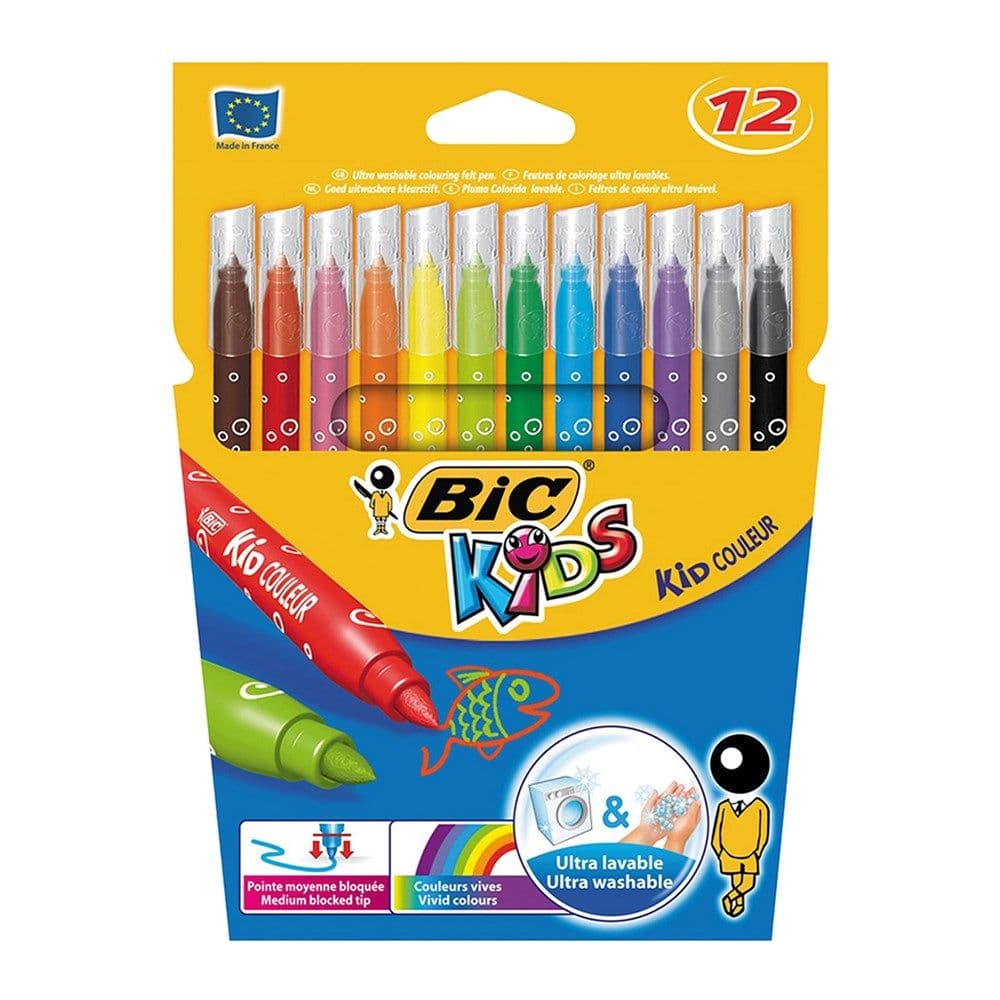 Markera me ngjyra për fëmijë, Kid Couleur, Kids, Bic, plastikë, 20x14.5x1 cm, portokalli dhe blu, 12 copë