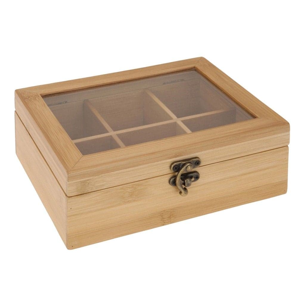 Kuti caji, bamboo, 6 ndarje, 21x16xH7.8 cm
