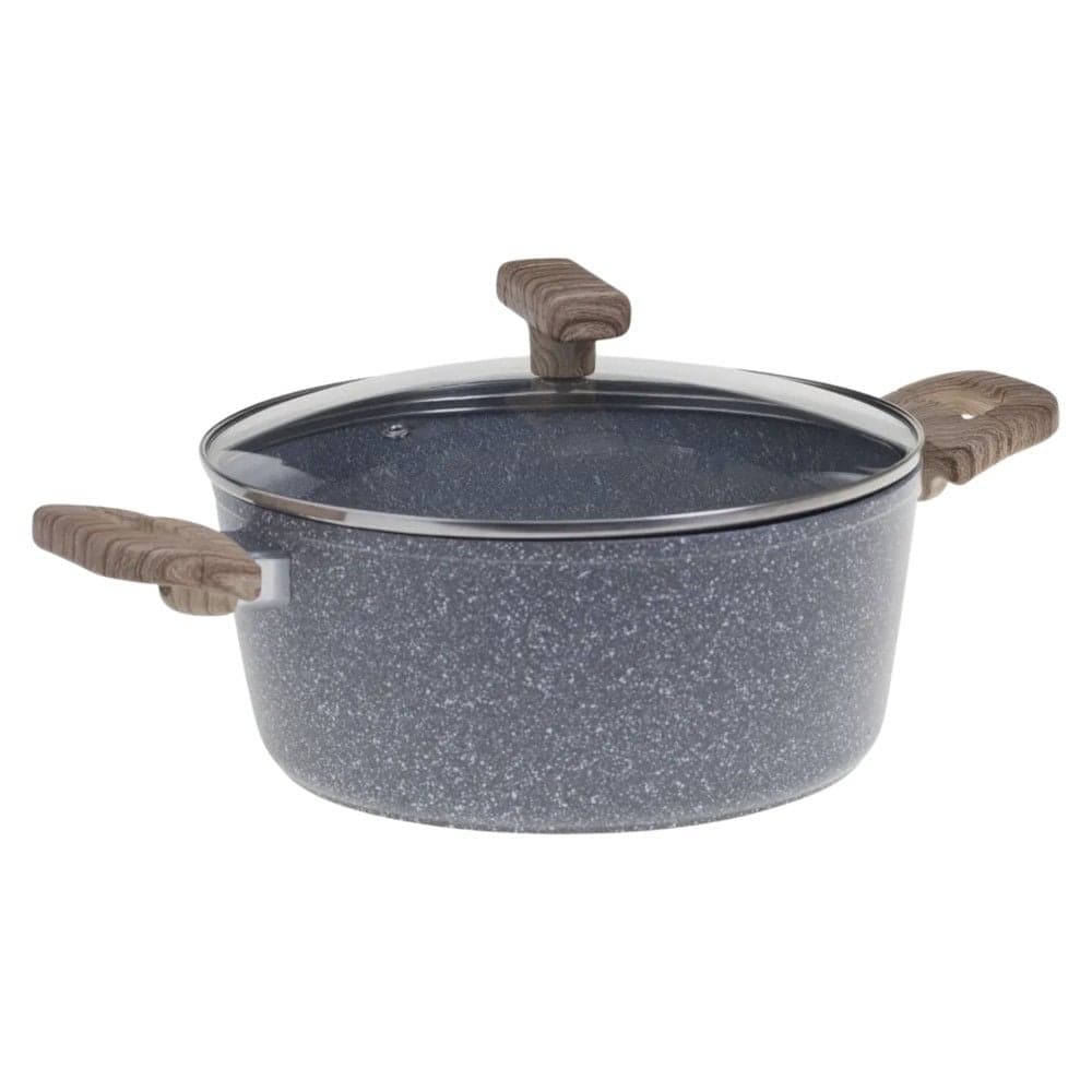 Tenxhere me kapak me veshje guri me induksion, alumin/bakelit/xham I temperuar, gri, Dia. 24 x H. 17 cm