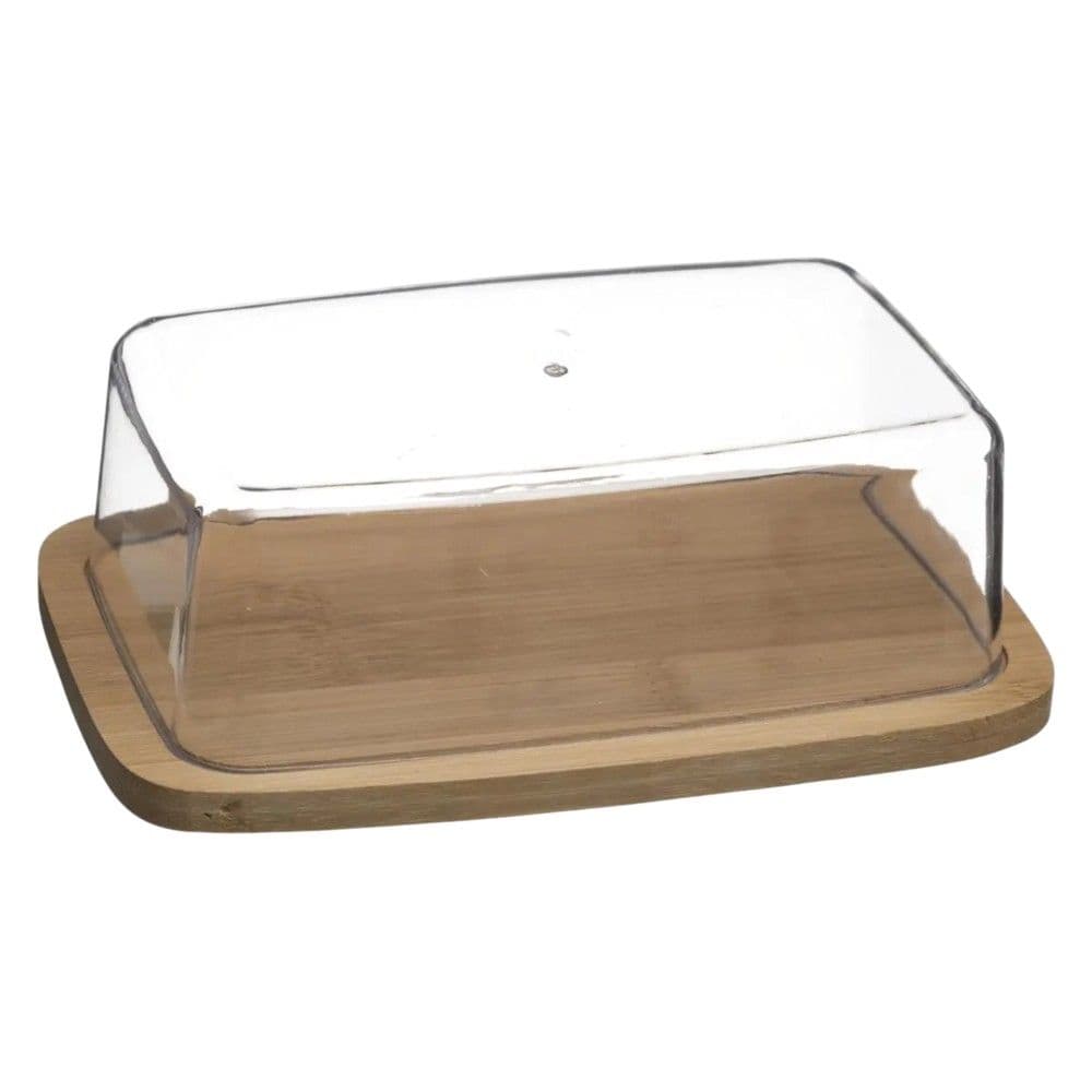 Mbajtëse/konservues gjalpi, bambu, natyrale/transparente, 19.3 x 12.5 x H. 7 cm