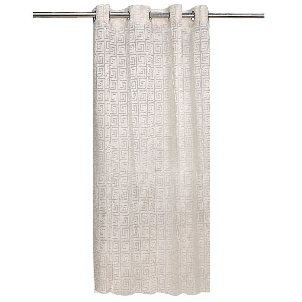 Perde e hollë me unaza, 100% poliestër, gri e hapur, 140x260 cm