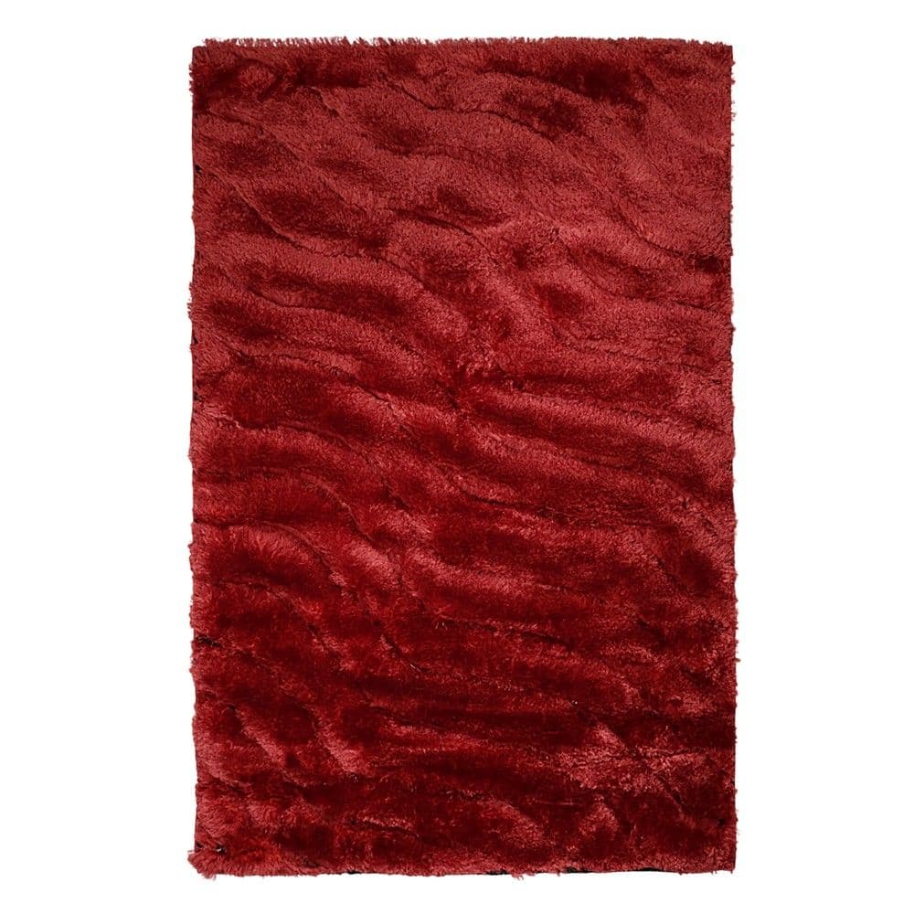 Tapet Shaggy, 100% poliestër, e kuqe, 150x225 cm