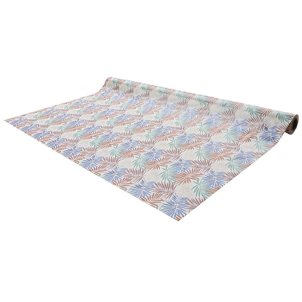 Mbulesë tavoline, PVC, sfond bezhë me dizenjo palma me ngjyra, 140 cm