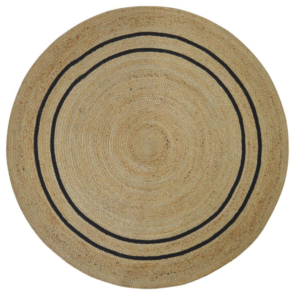 Rrugicë rrethore, 80% jute & 20% pambuk, bezh/e zezë, Dia. 150 cm