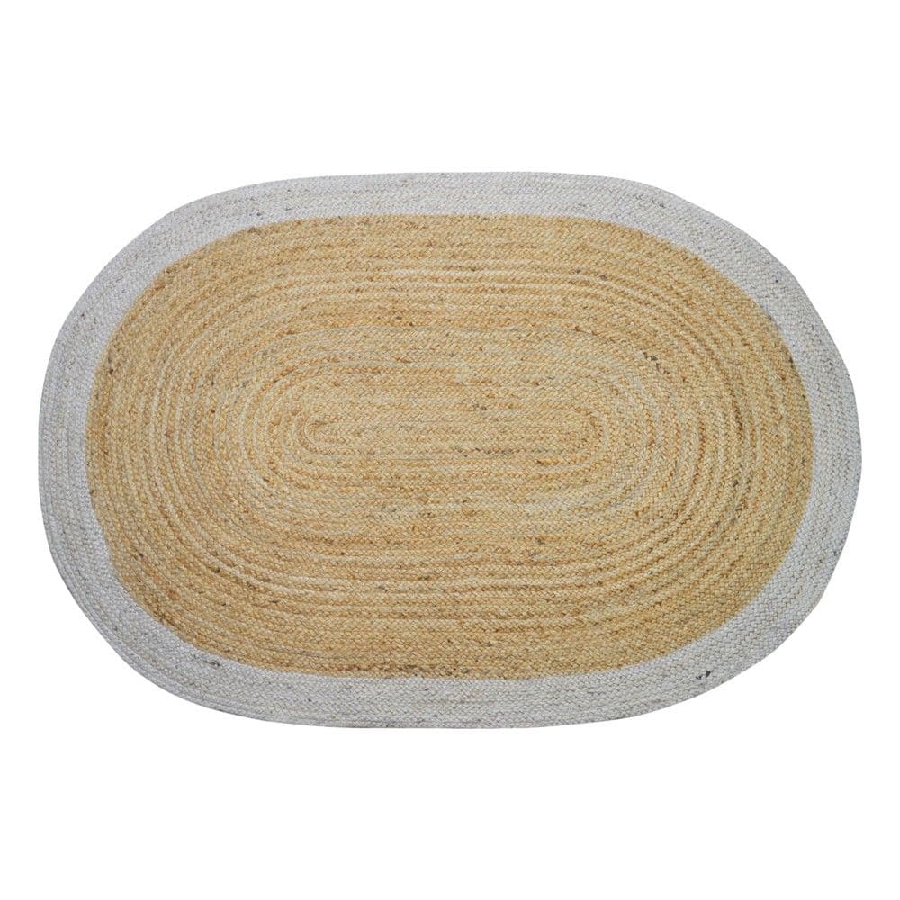 Tapet në formë ovale, 100% jute, bezhë, 120x170 cm
