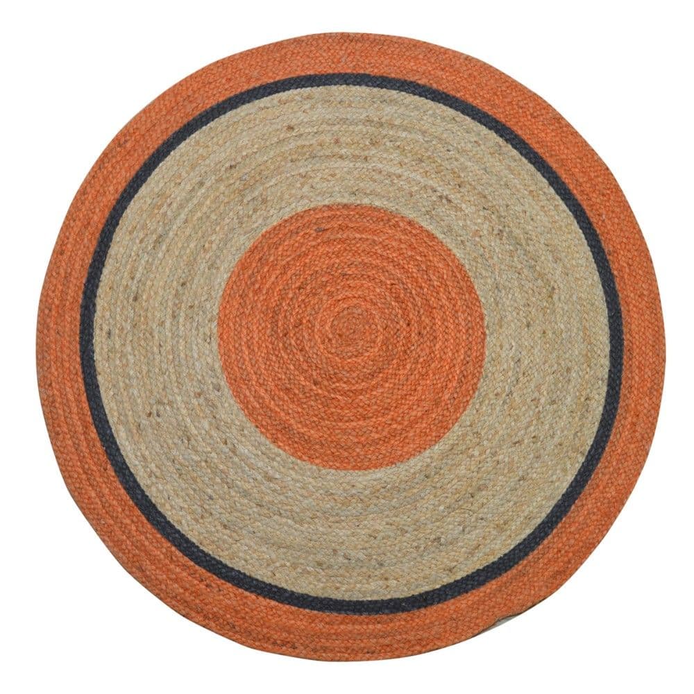 Rrugicë rrethore, 100% fibër natyrale, kafe e errët/bezhë, Dia. 120 cm