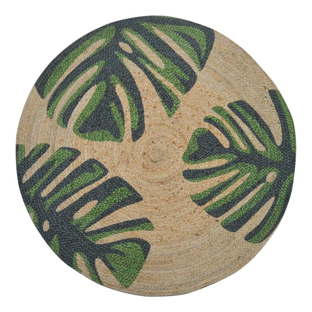 Rrugicë rrethore, 100% jute, jeshile/bezhë, Dia. 120 cm