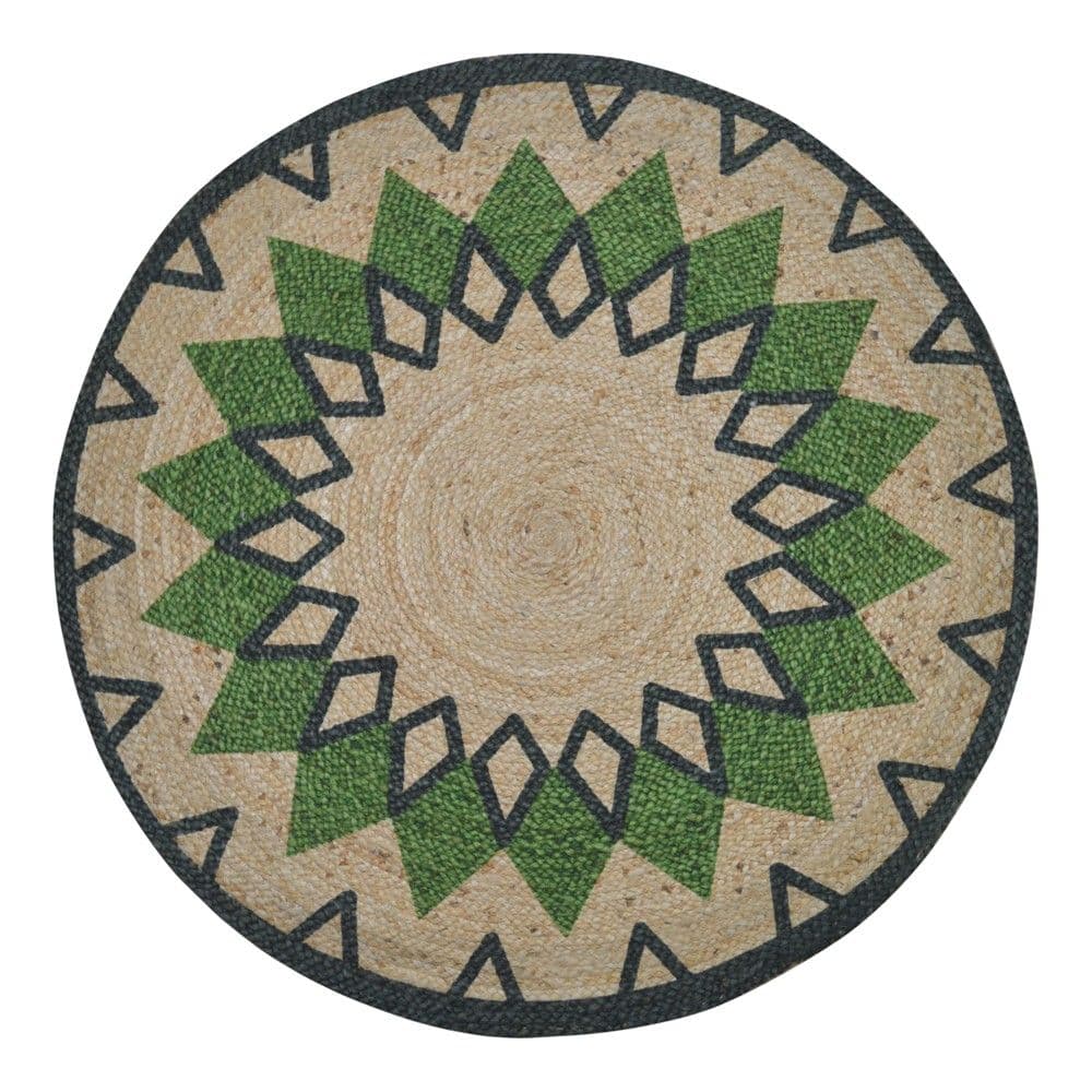 Rrugicë rrethore, 100% jute, bezhë/jeshile, Dia. 120 cm