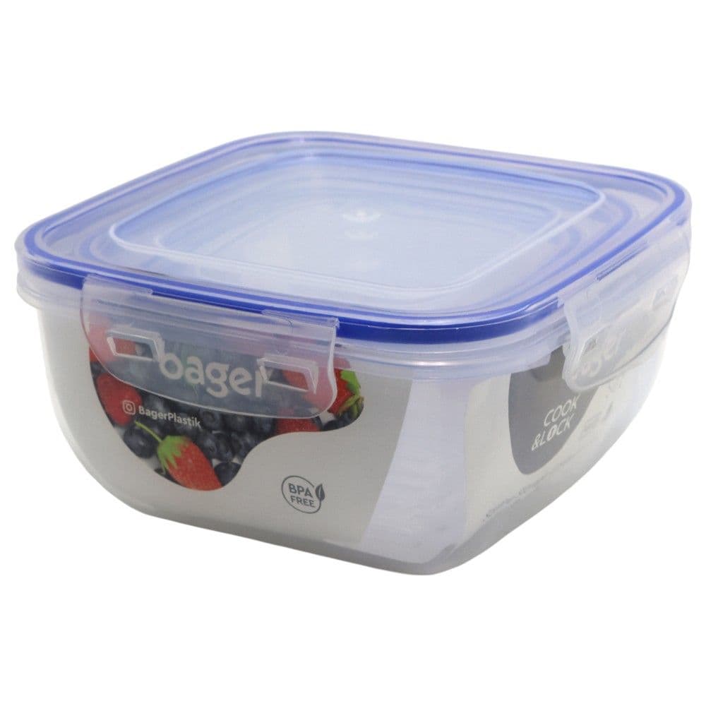 Set me enë ushqimi me kapak Cook&Lock (3 copë), PP/Silikon, transparente/blu e hapur, 500 / 900 / 1500 ml