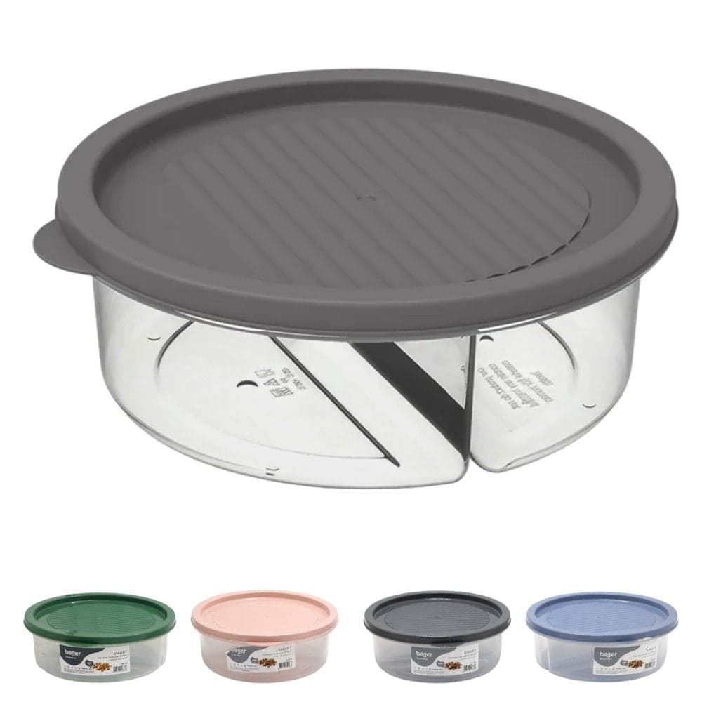 Enë ushqimi Smart me 2 ndarja me kapak, plastike, transparente/gri, 600 ml
