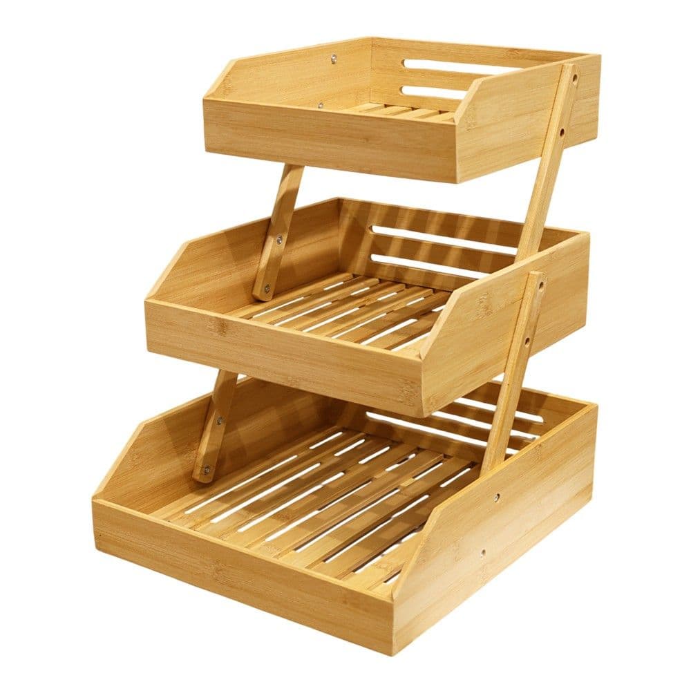 Raft organizues me 3 kate, bambu, natyrale, 42x33x30 cm