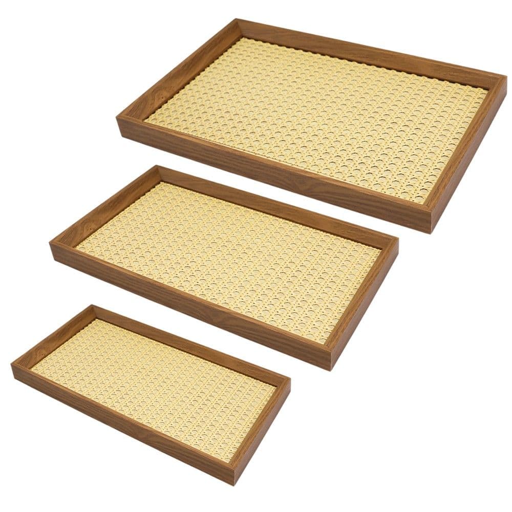 Set tabaka servirje (3 copë), bambu, natyrale, 40.5x3.1 cm / 35.5x25.5 cm / 30.5x20.5 cm