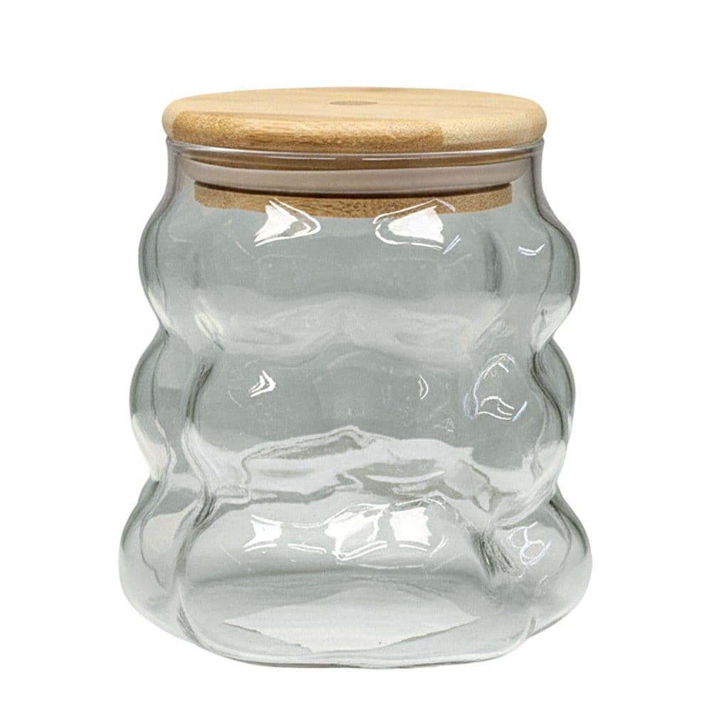 Gotë frape/lëngjesh me kapak, qelq/bambu, transparente/natyrale, Dia. 8.5 x H 10 cm
