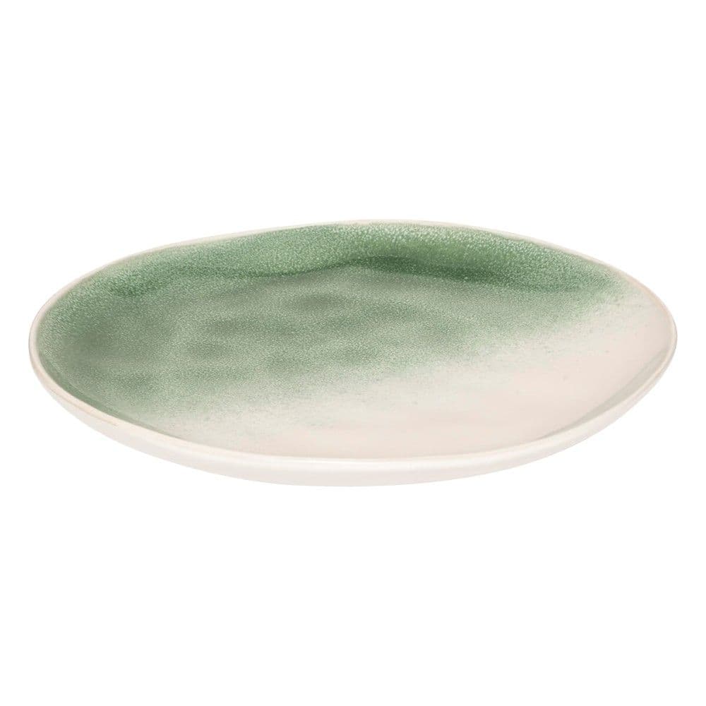 Pjatë ëmbëlsire Mala, qeramike, jeshile/e bardhë, Dia. 20 x H 2.3 cm