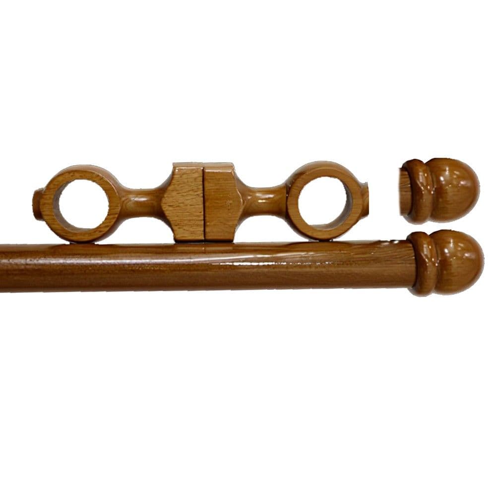 Set shufër për perde bashkë me dy suporte tavani dhe finale, druri, ngjyra të ndryshme, 150 cm x 28 mm