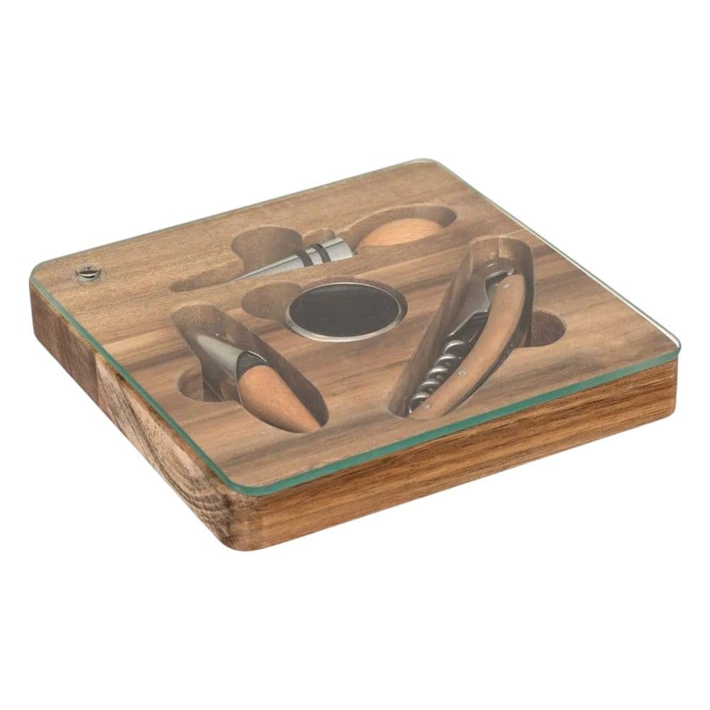 Set me hapëse vere Jules, druri, kafe, 16x2.5x16 cm