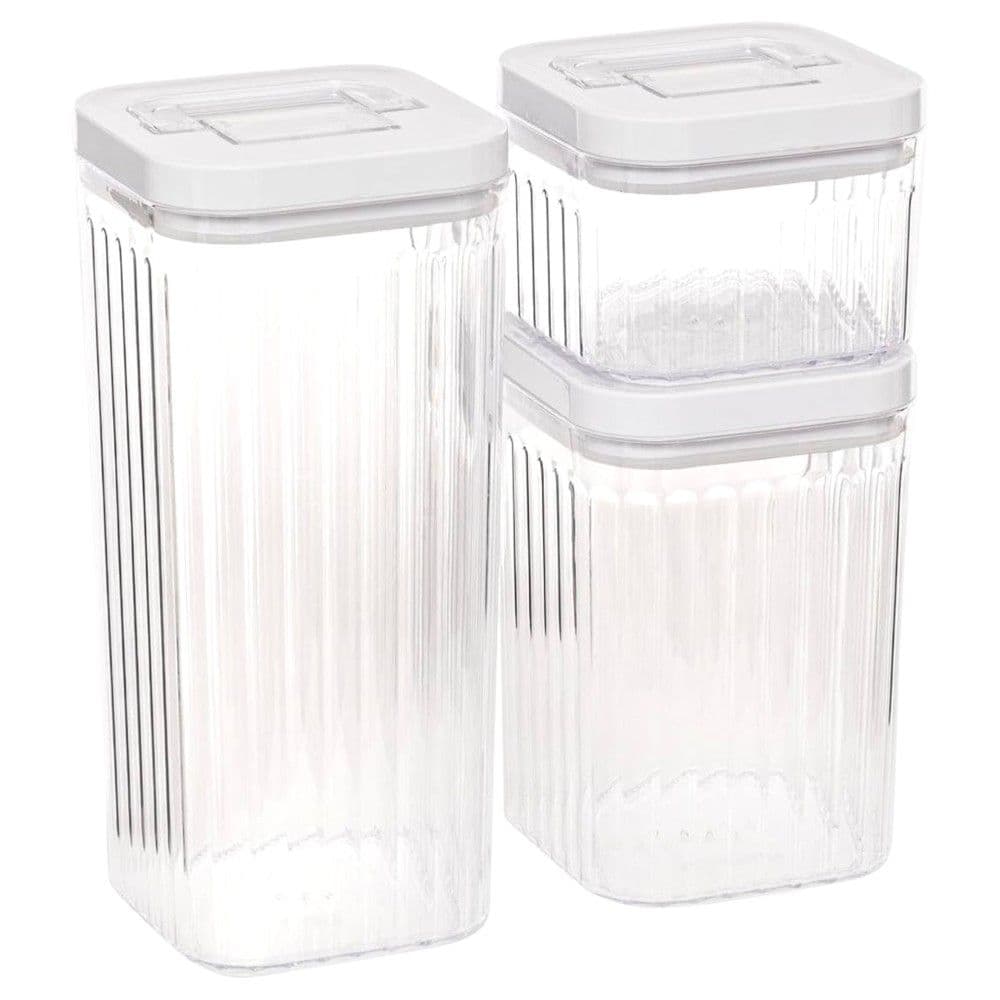 Set me tasa konservues Streaks (3 copë), plastike, transparente, 10x7.5x10 cm