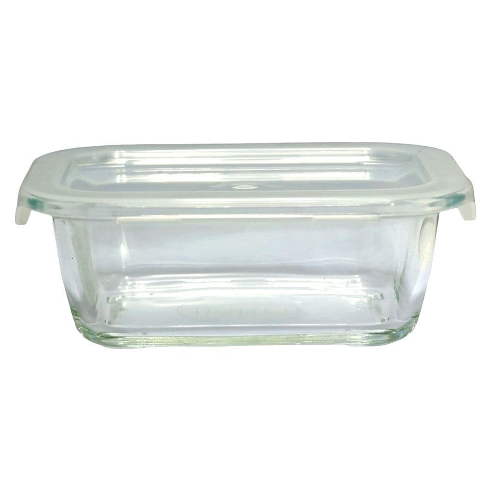 Tas ushqimesh me kapak, qelq/plastike, transparente/e bardhë, 380 ml / 14x10.5x5 cm