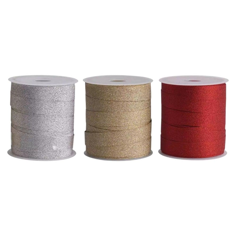 Fjongo paketimi, poliester, me gliter, ngjyre e kuqe/silver/gold, 10 m