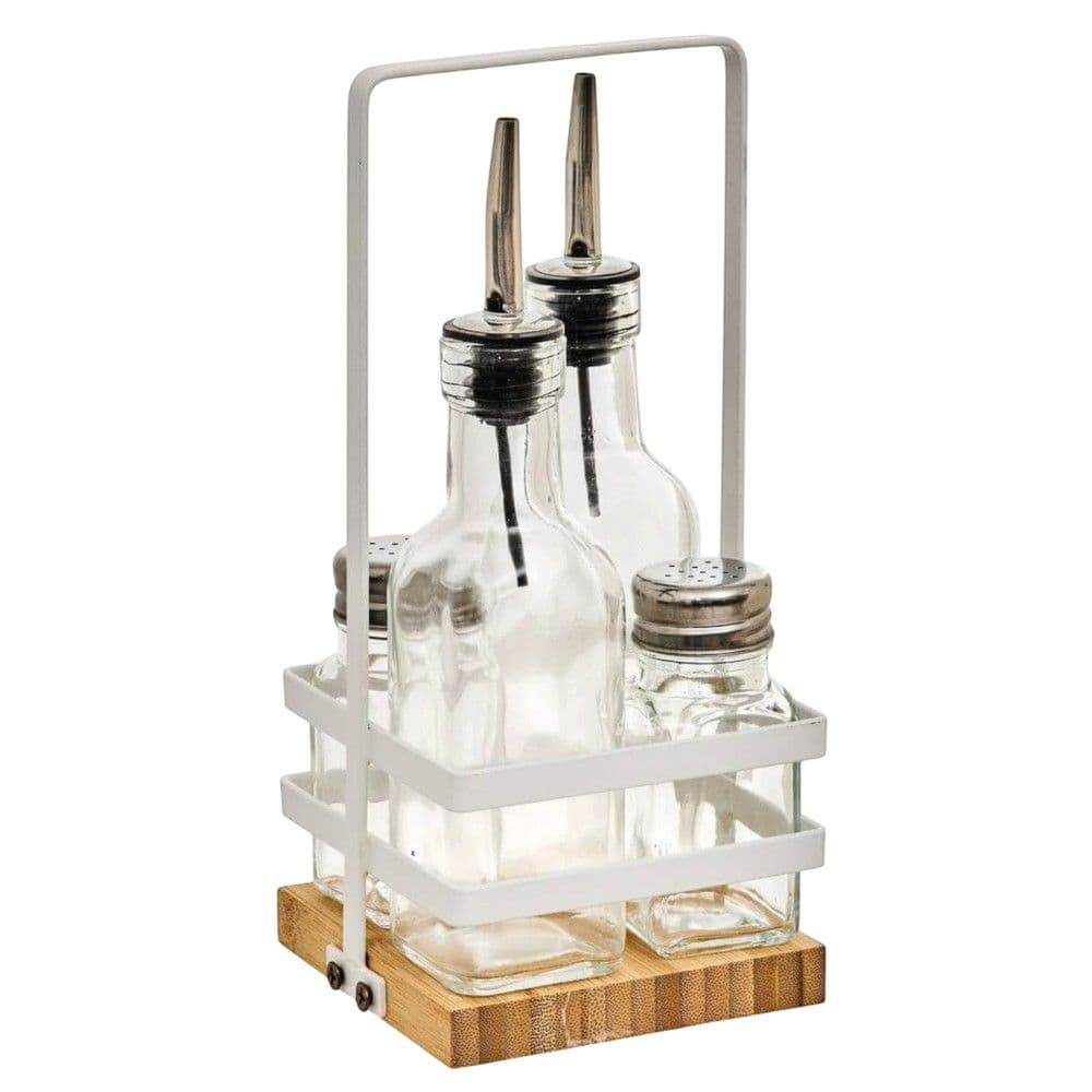 Set mbajtëse Balm për vaj, uthull dhe erëza, qelq/çelik, transparente, 9.7x9.7x23.5 cm