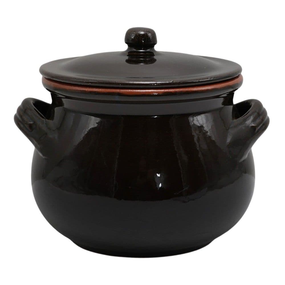 Tenxhere balte me kapak Arezzo, qeramike/balte, e zezë/portokalli, Dia. 18 cm