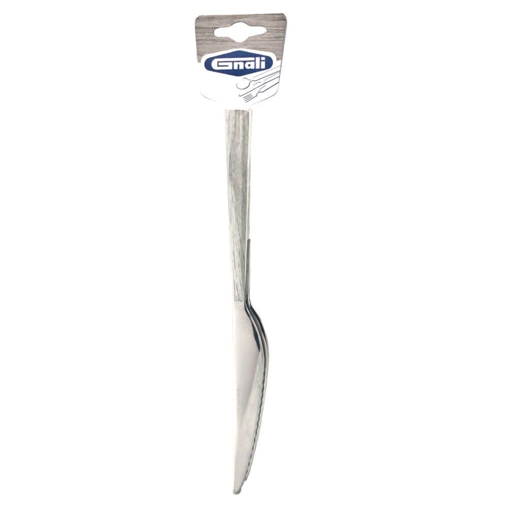 Thikë tavoline Dafne (PK2), inoks/plastike, ngjyrë argjendi/lisi e zbardhur, 23 cm