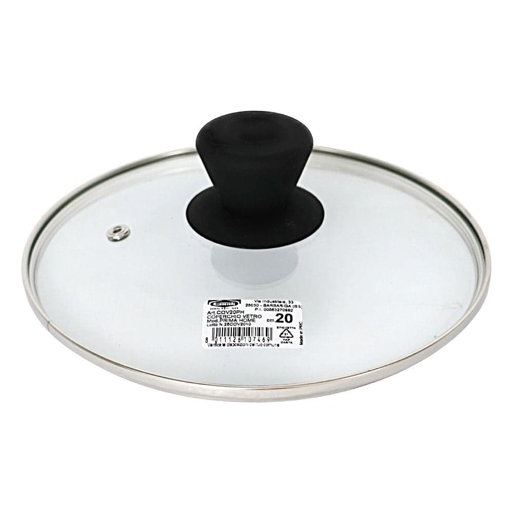 Kapak për tenxhere Prima Home, qelq/plastike, transparente/e zezë, Dia. 20 cm
