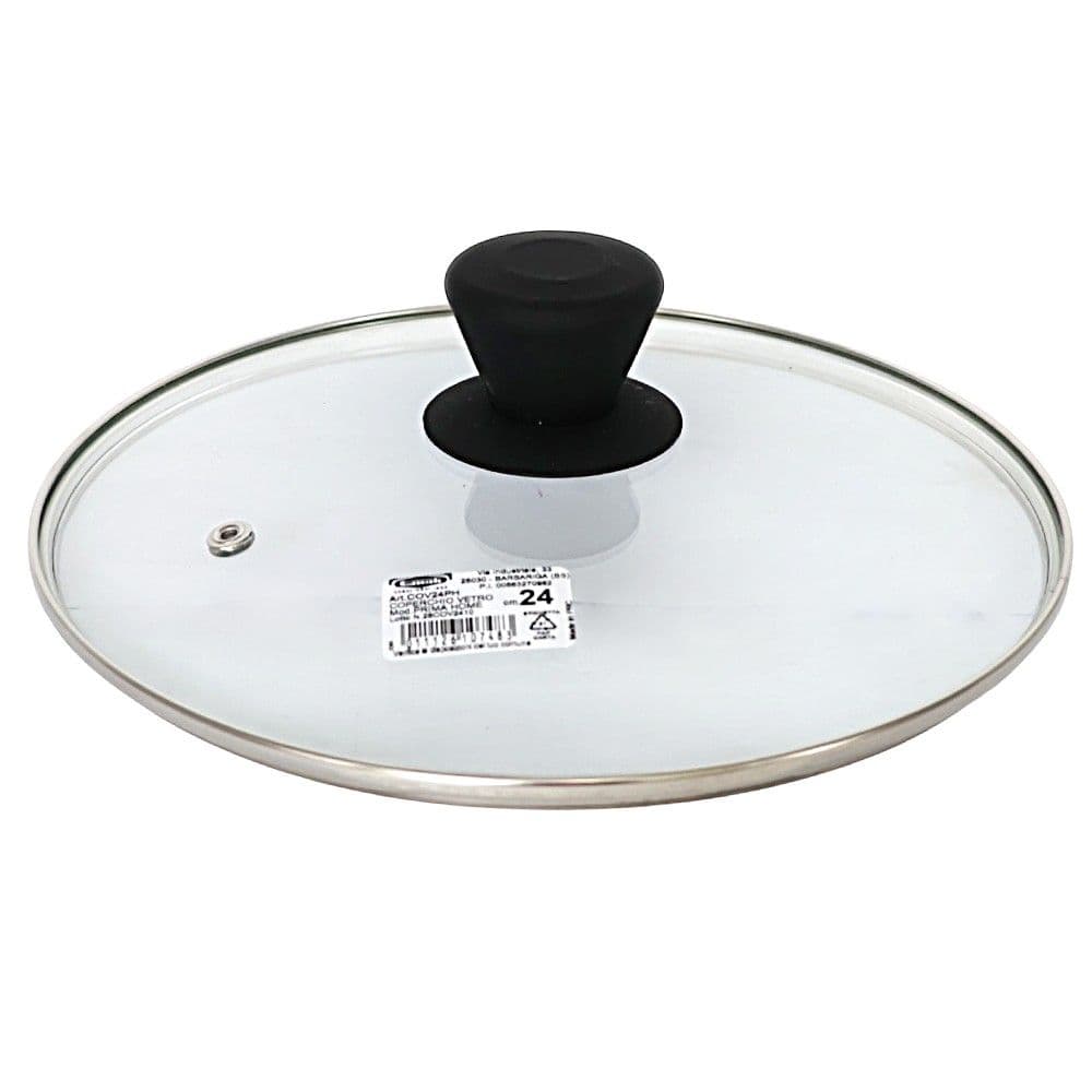 Kapak për tenxhere Prima Home, qelq/plastike, transparente/e zezë, Dia. 24 cm