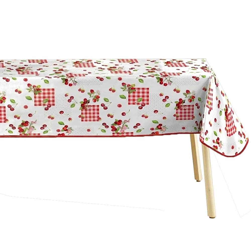 Mbulesë tavoline Cerise, PVC, e kuqe/e bardhë, 140x240 cm