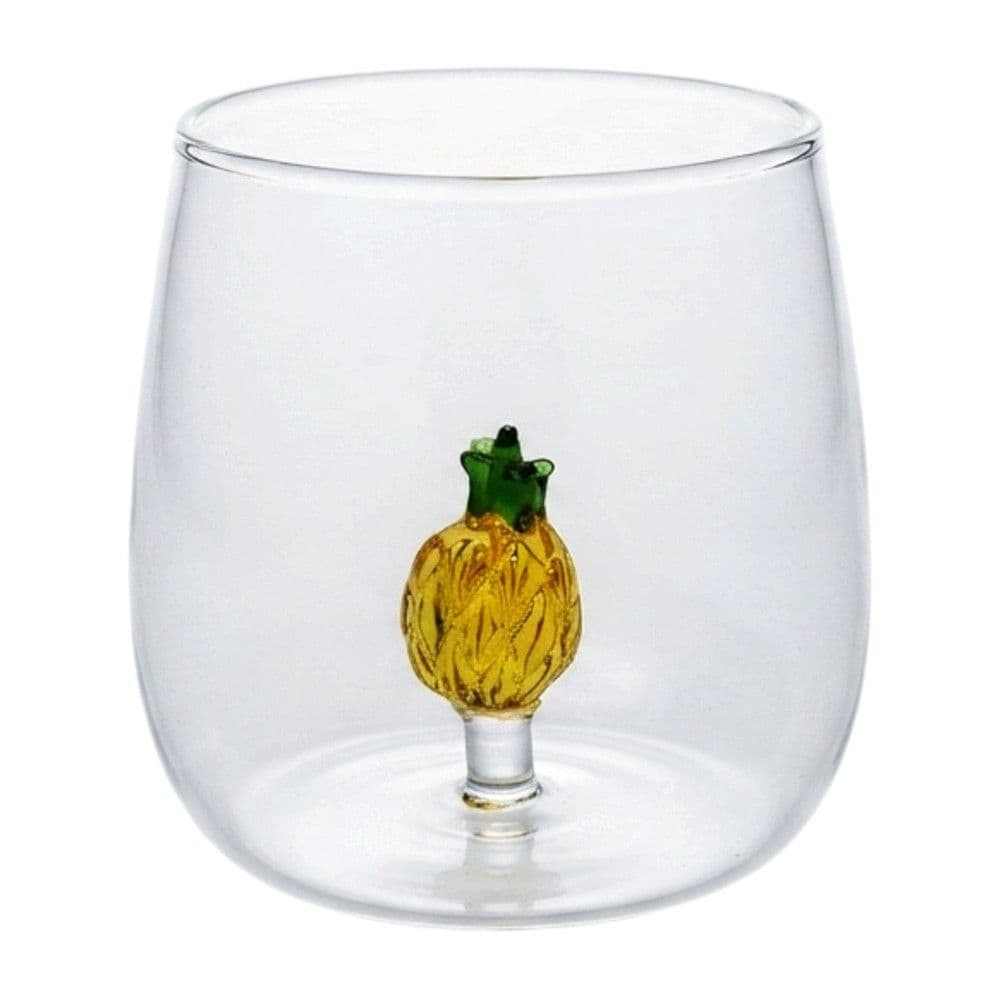 Gotë uji/lëngjesh me detaj ananas, qelq, transparente/portokalli, 350 ml / Dia. 7.5 x H 9.3 cm