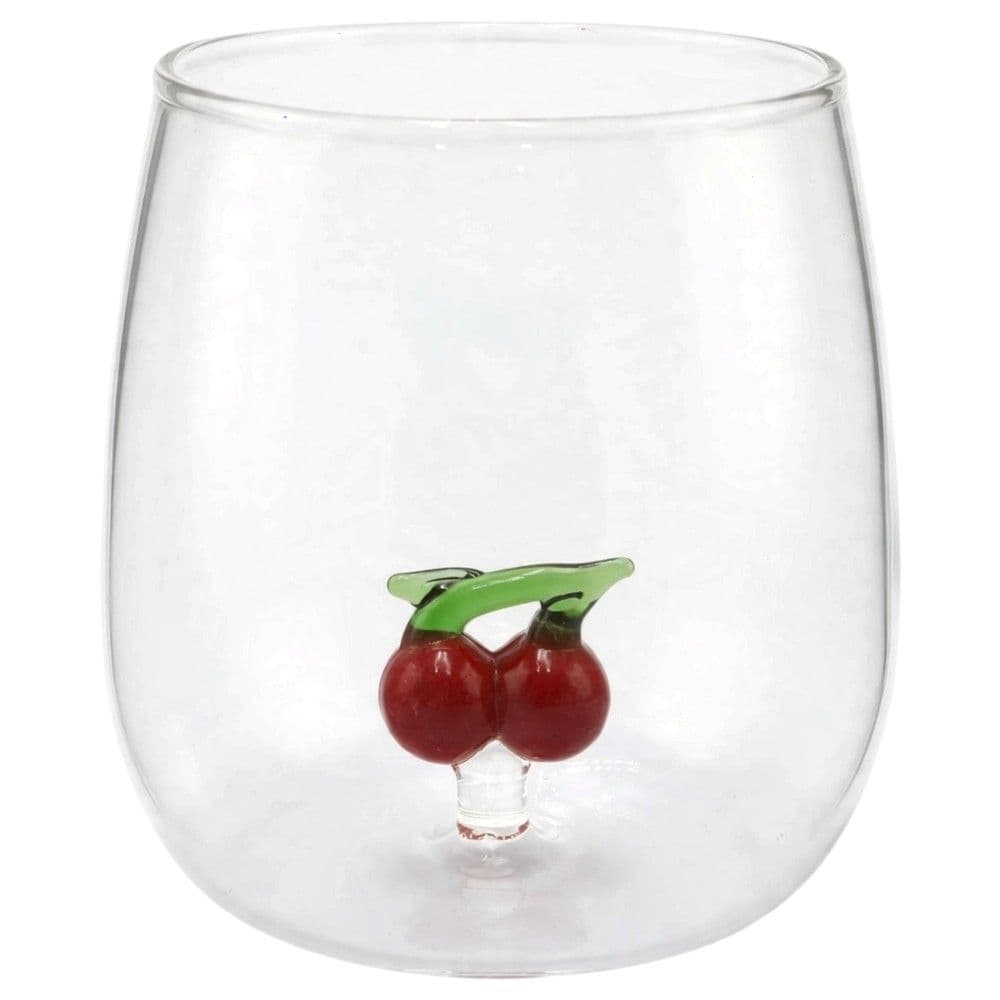 Gotë uji/lëngjesh me detaj qershi, qelq, transparente/e kuqe, 350 ml / Dia. 7.5 x H 9.3 cm