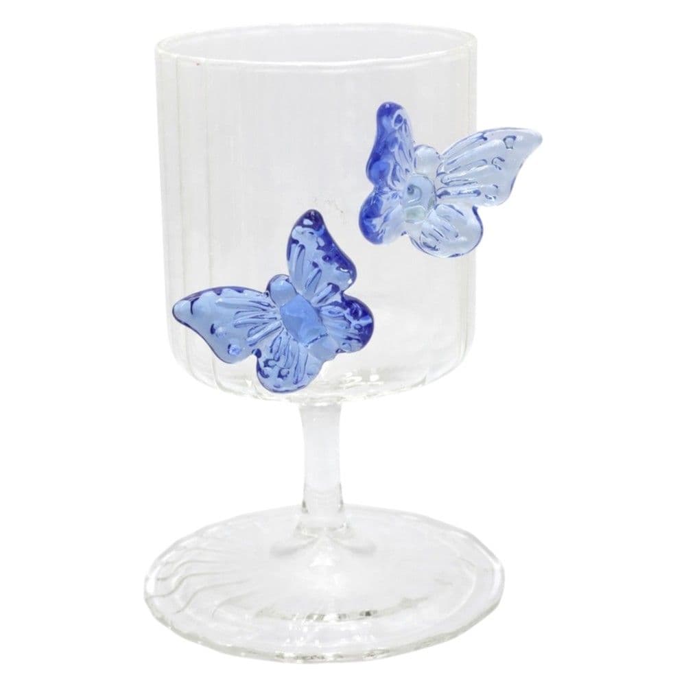 Gotë shampanje me detaj fjongo, qelq, transparente/blu, 300 ml / Dia. 7 x H 13.3 cm