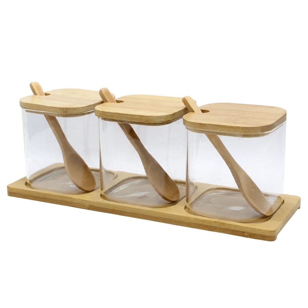 Mbajtëse erëzash (Pk3), qelq/bambu, transparente/natyrale, 350 ml / Dia. 8 x H 8 cm