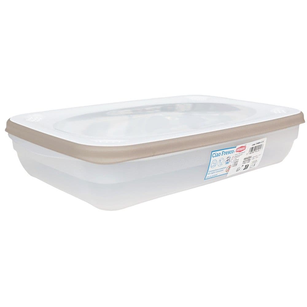 Tas me kapak për ruajtje ushqimi në frigorifer Ciao Fresco, plastike, e bardhë/gri/transparente, 3.6 L / 31.5x20x9.5 cm