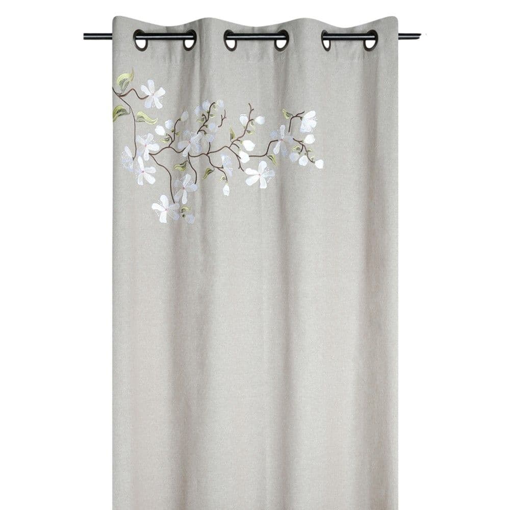 Perde e plotë me unaza Printemps, 55% pambuk dhe 45% poliestër, natyrale, 140x260 cm