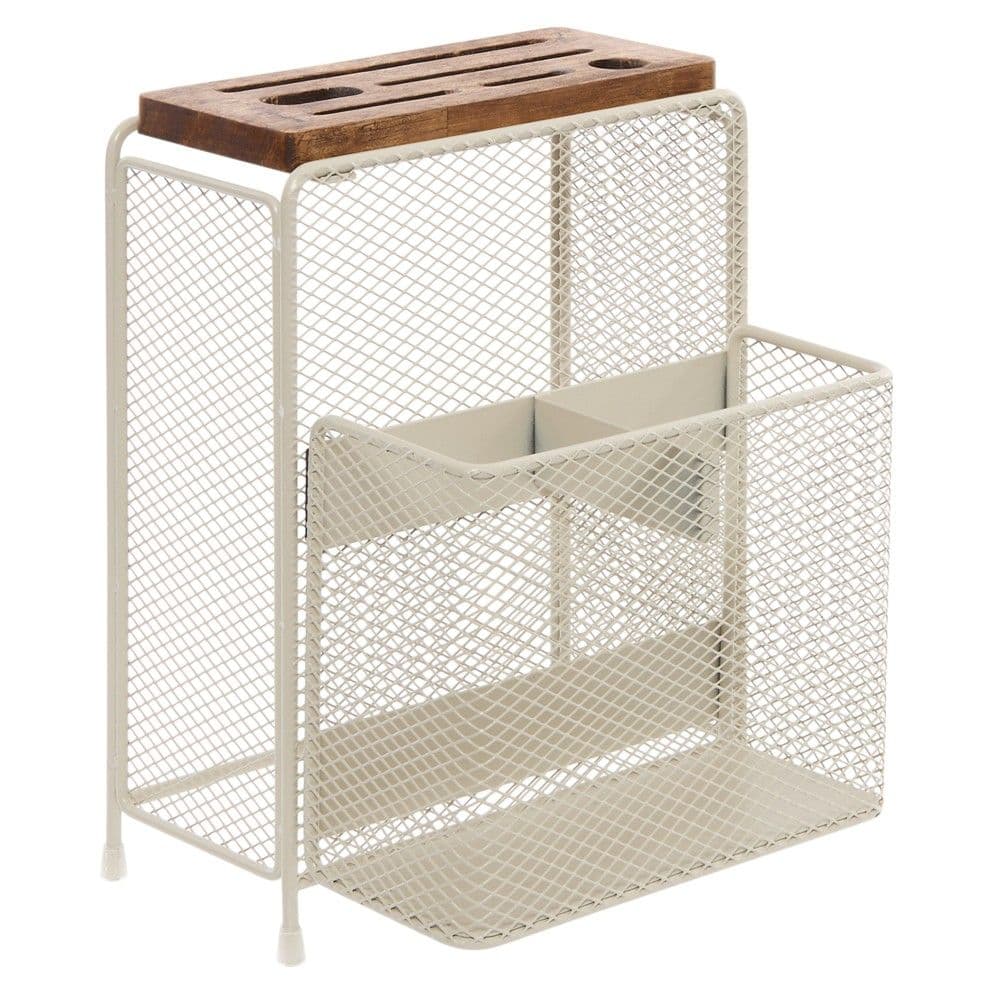 Organizues lugë/pirunj dhe bajtëse thikash Telma, çelik, bezhë, 17.7x15.7x22.9 cm