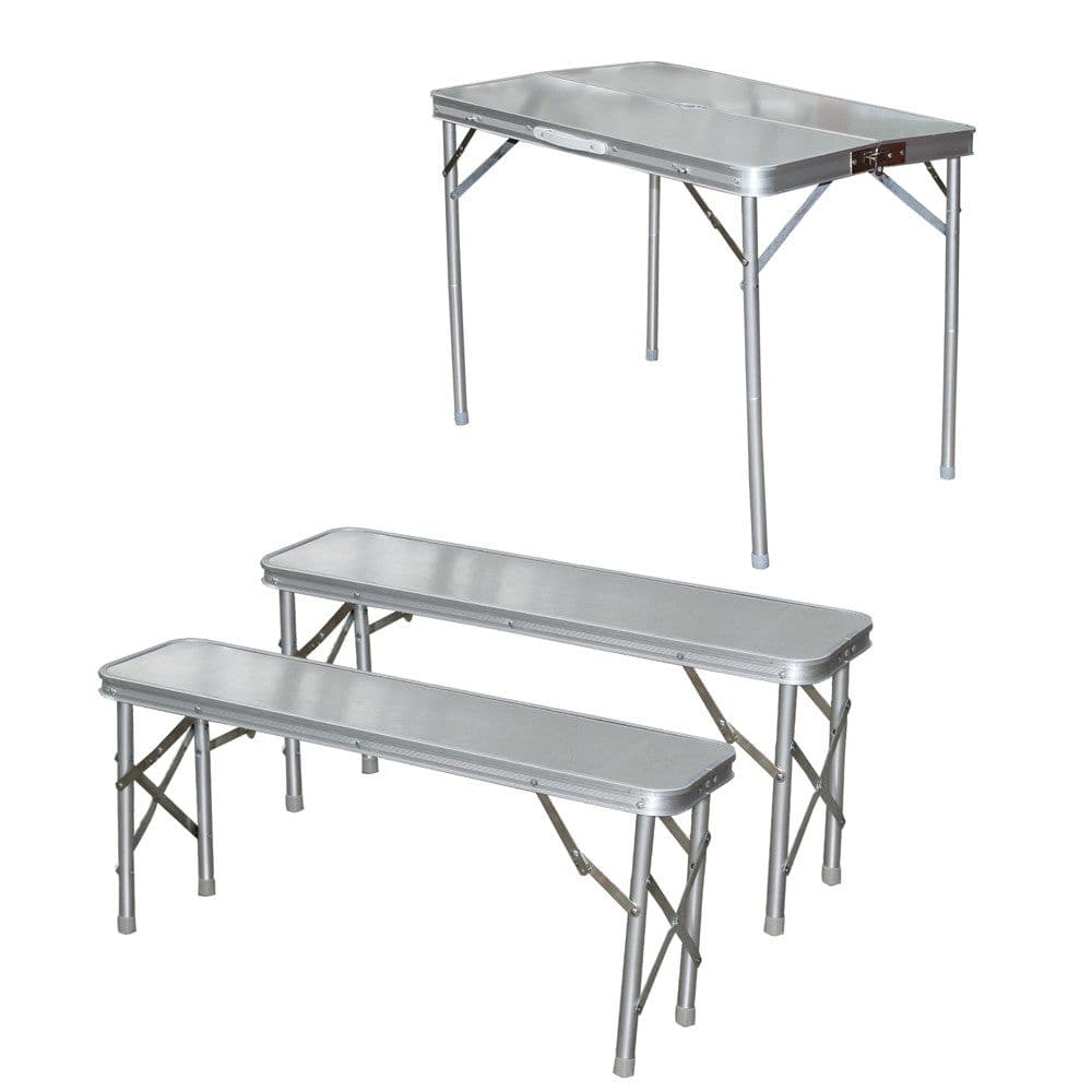 Set tavoline kampingu, aliazh alumini, arggjend, 90x65x73 cm