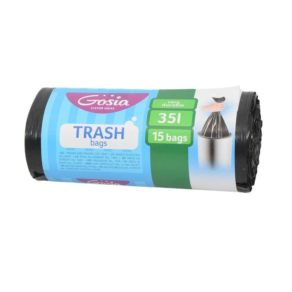 Qese mbeturinash, "Gosia", plastike, 35 lt, 35x35 cm, e zezë, 15 ndarje, 1 copë