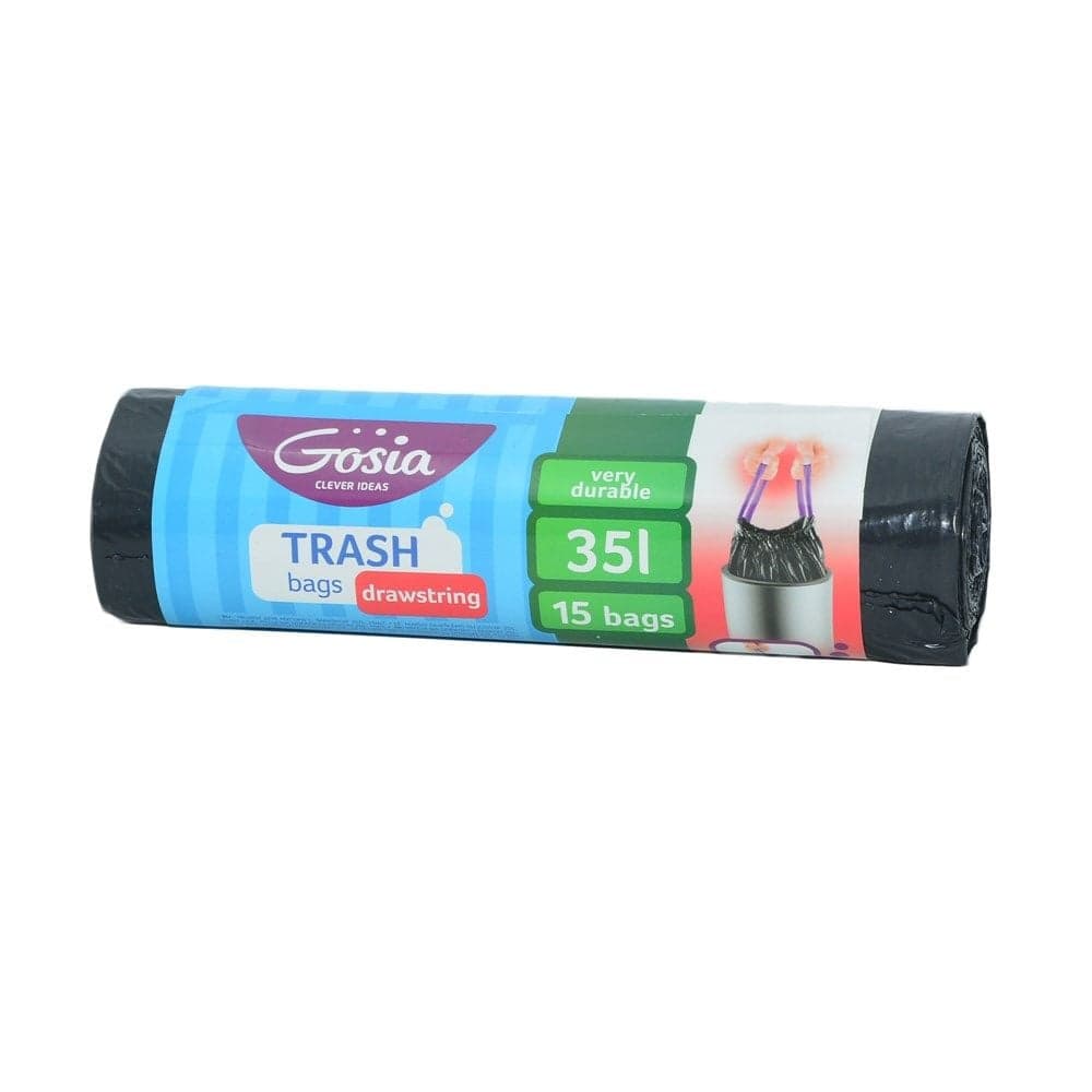 Qese mbeturinash, "Gosia", plastike, 35 lt, 35x40 cm, e zezë, 15 ndarje, me lidhese, 1 copë