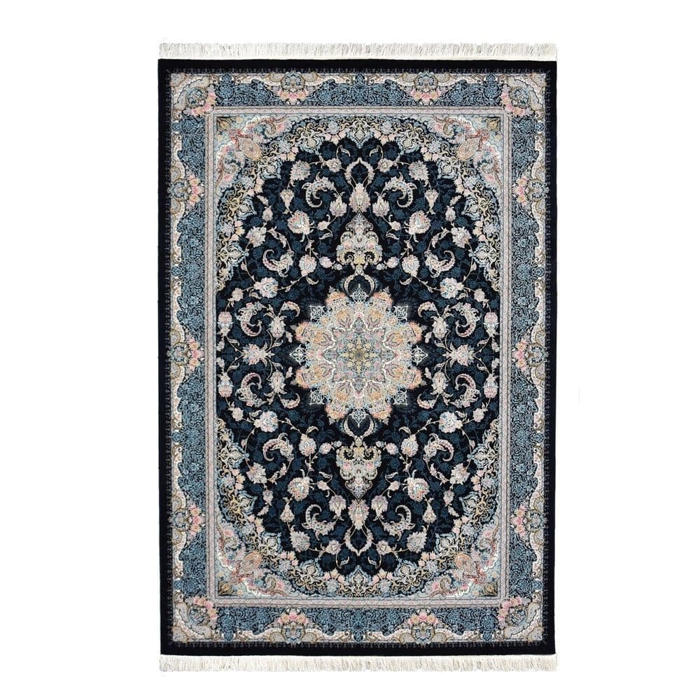 Tapet Persian, 100% akrilik, blu e errët me ngjyra të ndryshme, 150 x 220 cm